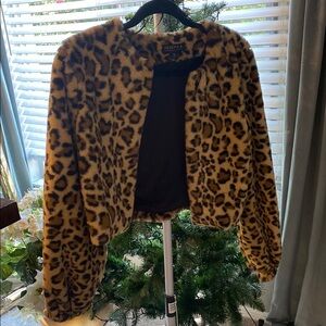 Leopard Print Faux Fur Jacket